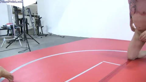 Tattooed white couple fucks in studio