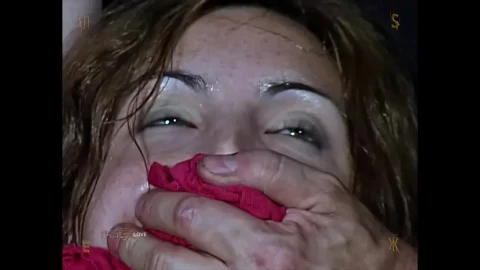 Blonde woman in bondage fucked by muscular guy