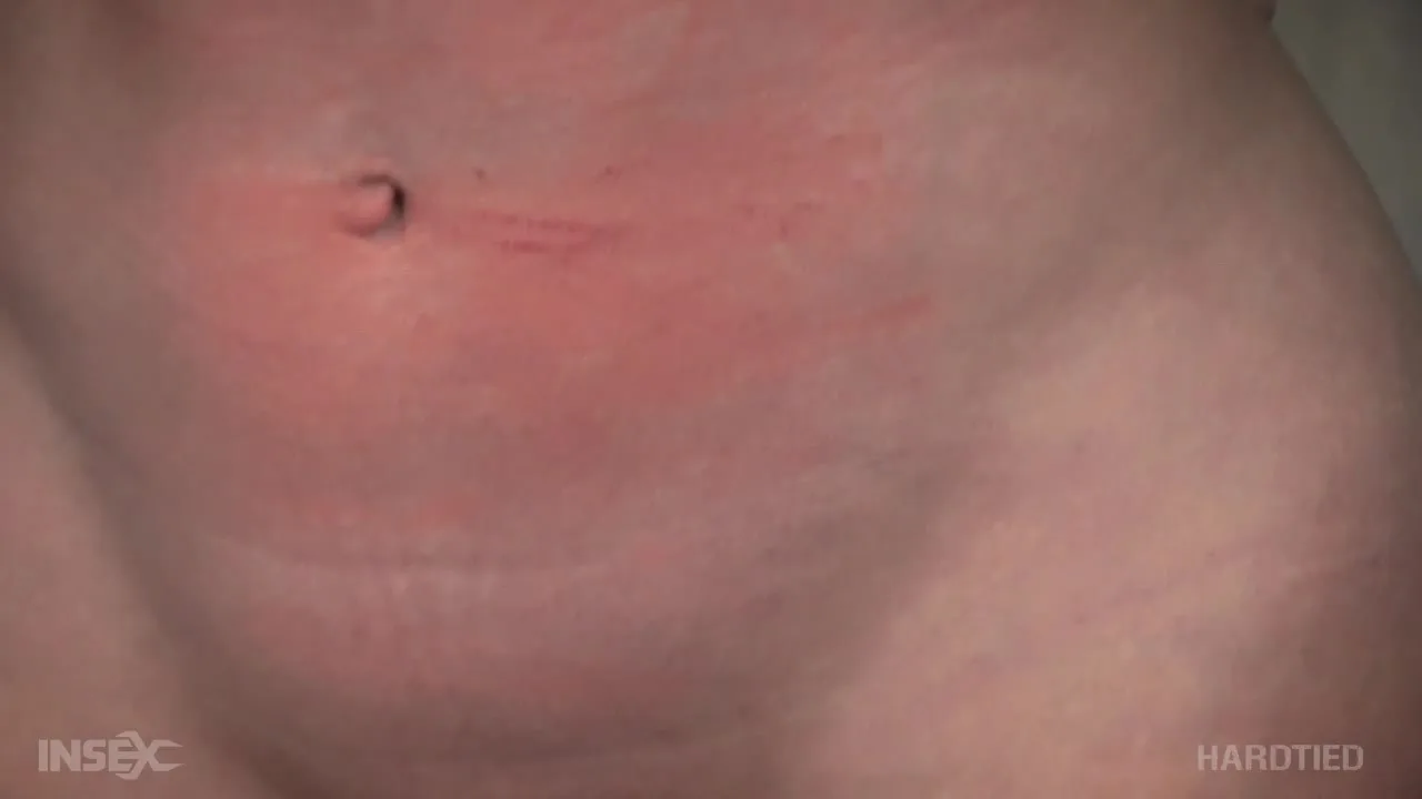 Blonde guy tied up, rope marks, metal object in armpit
