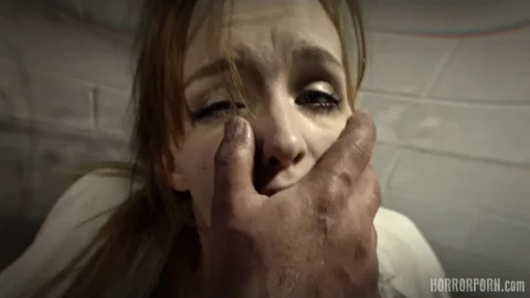 Black guy in animal mask fucks blonde through shower door