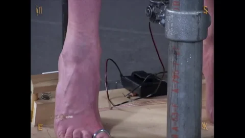 Brunette Girl Restraint and Electrodes