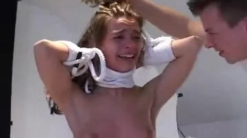 Blonde and brunette in natural light bondage and sex on bed